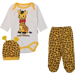 Zürafalı 3 - 6 Ay Çıtçıtlı Body 3'lü Bebek Takım