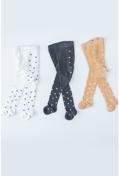 Defne Baby Yıldız Desenli Unisex Bebek Külotlu Çorap Set