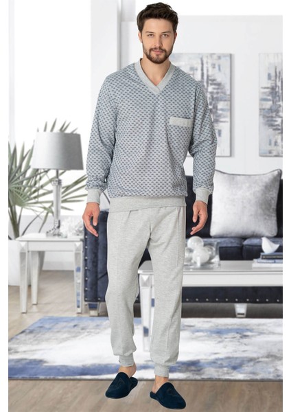 2766 Gri Büyük Beden Erkek Pijama Takımı
