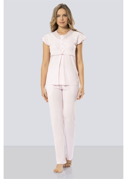 3199 Kadın Dantelli Lohusa Pijama Takımı -3199