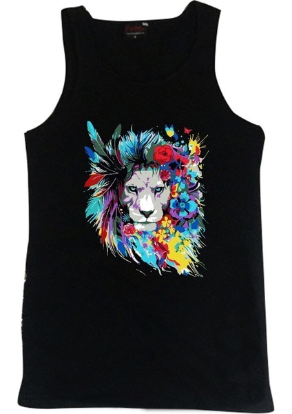 fame Aslan Baskılı Sıfır Kol T-Shirt