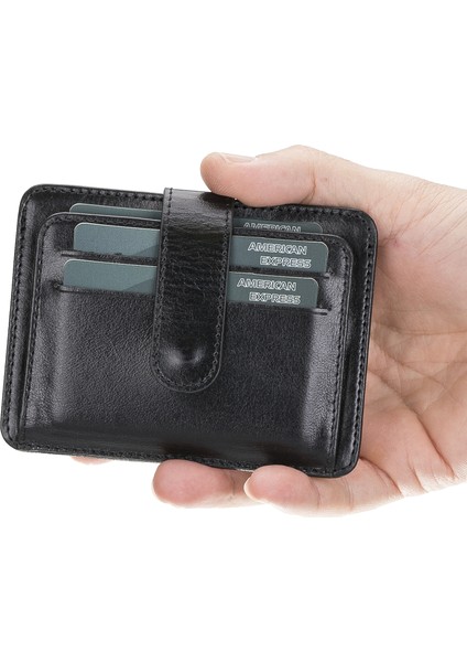 Bouletta BLW019 Slim Çok Bölmeli Unisex Deri Kartlık Rst1 Siyah
