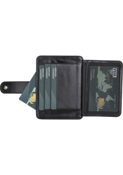 Bouletta BLW019 Slim Çok Bölmeli Unisex Deri Kartlık Rst1 Siyah indirimleri