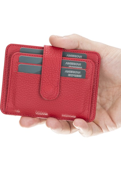 Bouletta BLW019 Slim Çok Bölmeli Unisex Deri Kartlık Erc2 Kırmızı
