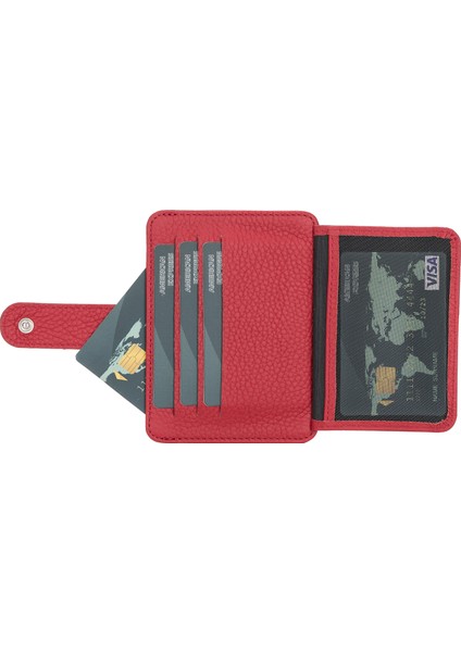 Bouletta BLW019 Slim Çok Bölmeli Unisex Deri Kartlık Erc2 Kırmızı