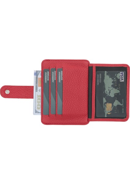 Bouletta BLW019 Slim Çok Bölmeli Unisex Deri Kartlık Erc2 Kırmızı