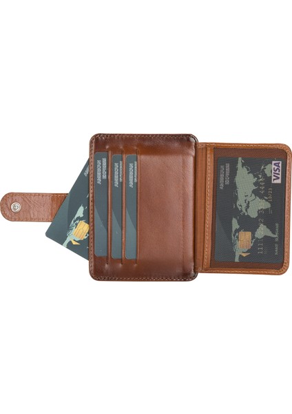 Bouletta BLW019 Slim Çok Bölmeli Unisex Deri Kartlık RST2EF Taba