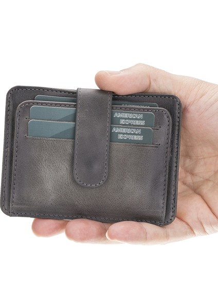 Bouletta BLW019 Slim Çok Bölmeli Unisex Deri Kartlık TN18EF Gri
