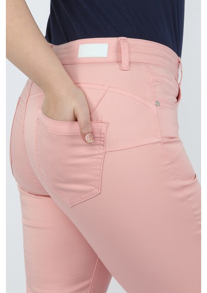 Büyük Beden Pensli Gabardin Pantolon Pembe