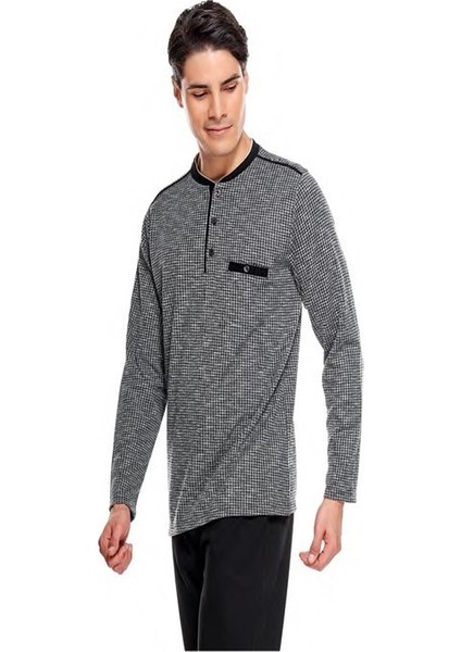 Çift Kaplan 8567 Jakarlı Patlı Uzun Kol Erkek Pijama Takım