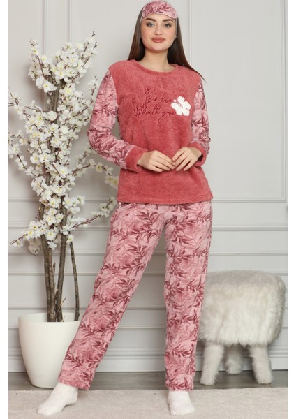 Yonca Desenli Kadın Peluş Pijama Takımı