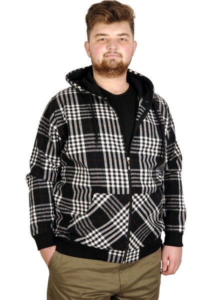Büyük Beden Erkek Sweatshirt Kapşonlu 20579 Siyah