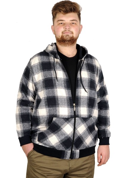 Büyük Beden Erkek Sweatshirt Kapşonlu 20579 Lacivert