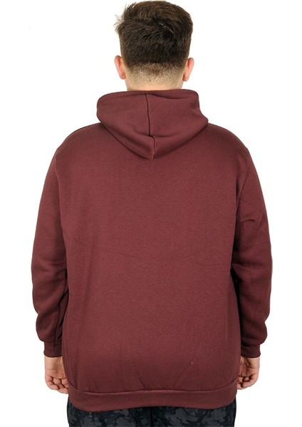 Erkek Sweatshirt Kapşonlu Zippered Basic 20543 Mürdüm