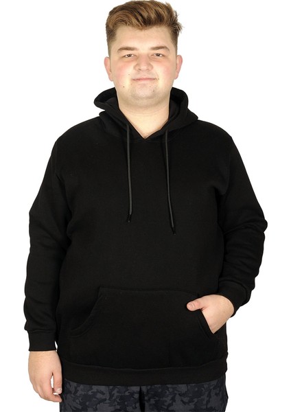 Erkek Sweatshirt Kapşonlu Kanguru Pocket Basic 20562 Siyah