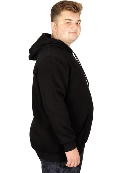 Erkek Sweatshirt Kapşonlu Kanguru Pocket Basic 20562 Siyah