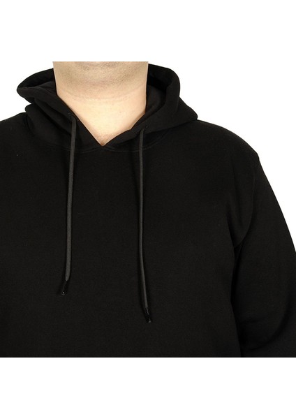 Erkek Sweatshirt Kapşonlu Kanguru Pocket Basic 20562 Siyah