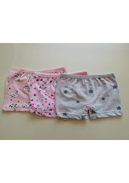Baskılı Kız Çocuk Boxer 3'lü