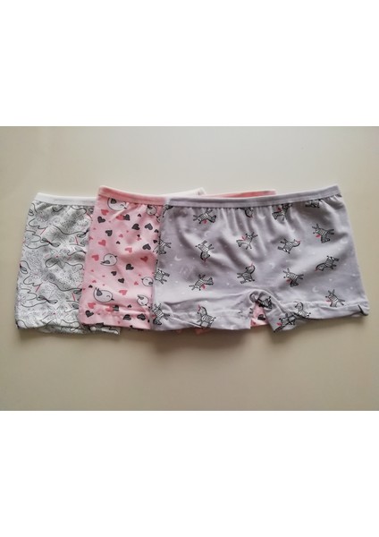 Baskılı Kız Çocuk Boxer 3'lü