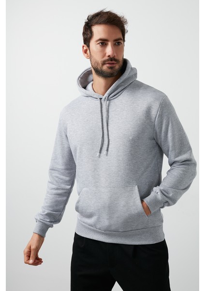 Pamuklu Kanguru Cepli Kapüşonlu Sweat Erkek Sweat 541HOODIE