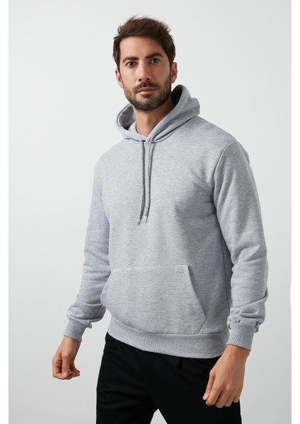 Pamuklu Kanguru Cepli Kapüşonlu Sweat Erkek Sweat 541HOODIE