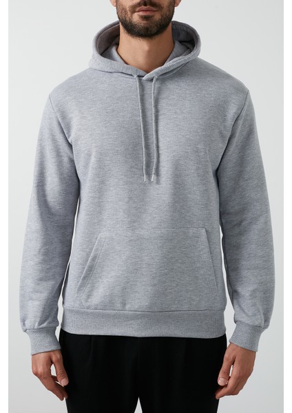 Pamuklu Kanguru Cepli Kapüşonlu Sweat Erkek Sweat 541HOODIE