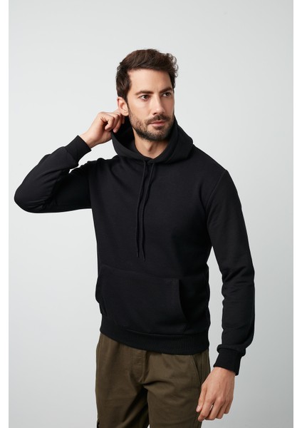 Pamuklu Kanguru Cepli Kapüşonlu Sweat Erkek Sweat 541HOODIE