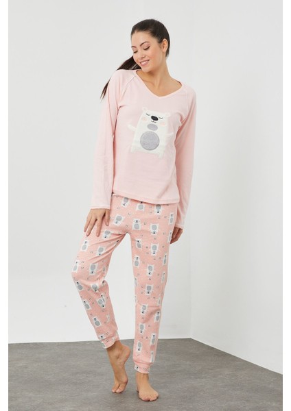Peluş Baskılı Pijama Takım