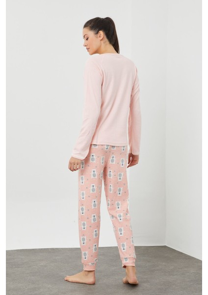 Peluş Baskılı Pijama Takım