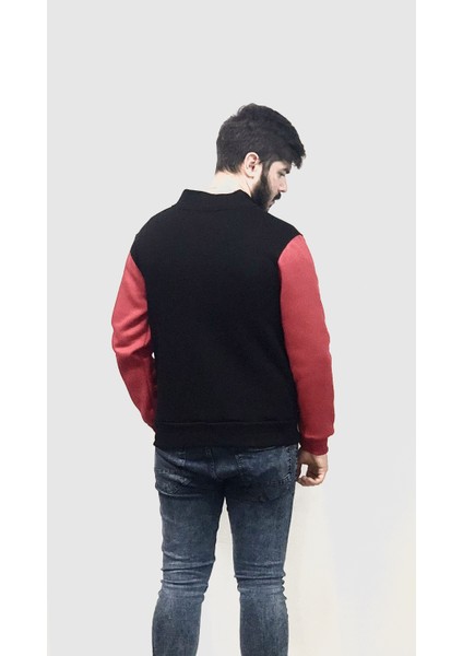 Kolej Yaka Chıcago Bulls Fermuarlı 4 Iplik Kalın Tam Kışlık Iç Komple Pamuk Erkek Sweatshırt-Mont