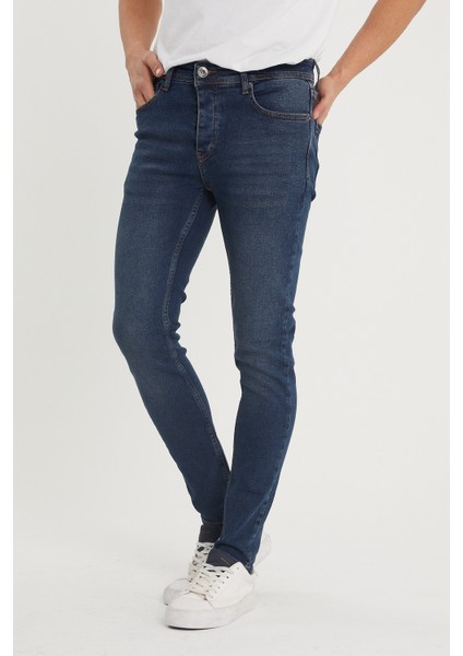 Yıkamalı Lacivert Slim Fit Jean Pantolon 1KXE5-44351-48