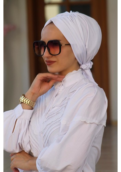 Lastik Tokalı Bone Beyaz