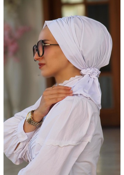 Lastik Tokalı Bone Beyaz