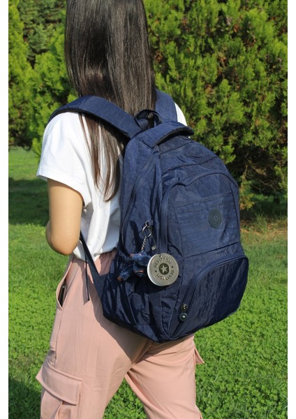 Krinkıl Su Geçirmez Kumaş Unisex Kadın Lacivert Sırt&okul Çantası indirimleri