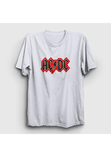 Unisex Beyaz Red Black AC/DC T-Shirt