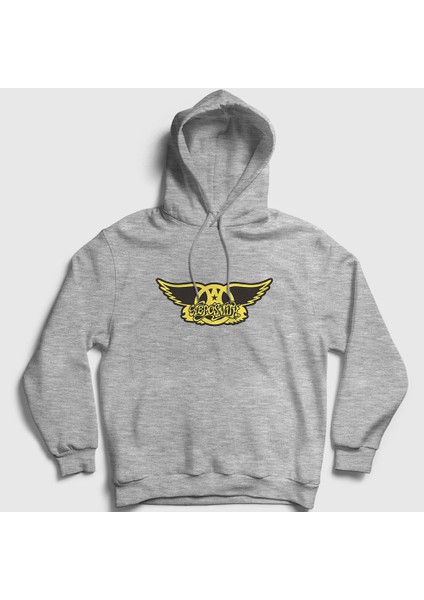 Unisex Gri Yellow Aerosmith Kapüşonlu Sweatshirt