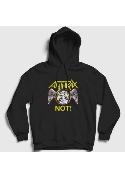 Unisex Siyah Not Anthrax Kapüşonlu Sweatshirt