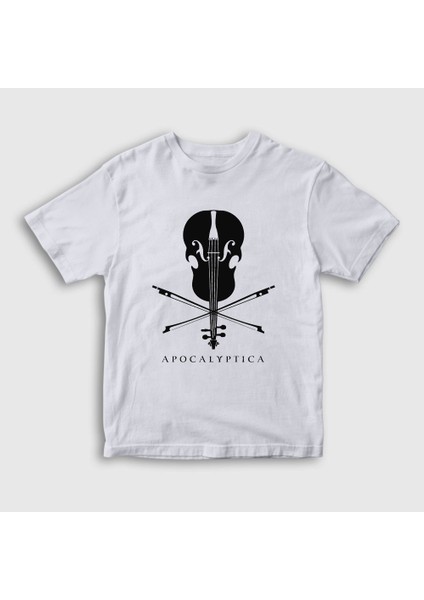 Unisex Çocuk Beyaz Cello Apocalyptica T-Shirt