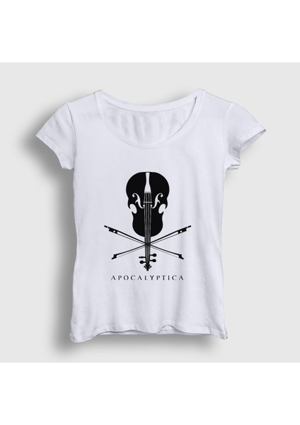 Kadın Beyaz Cello Apocalyptica T-Shirt