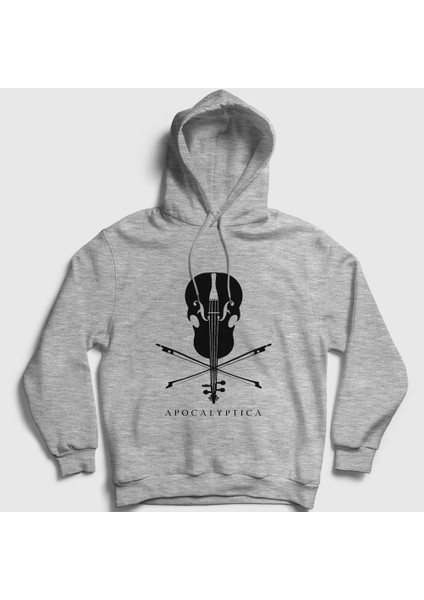 Unisex Gri Cello Apocalyptica Kapüşonlu Sweatshirt
