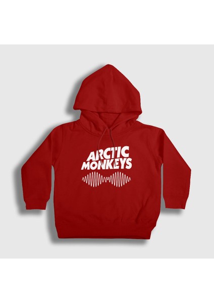 Unisex Çocuk Kırmızı Cover Arctic Monkeys Kapüşonlu Sweatshirt