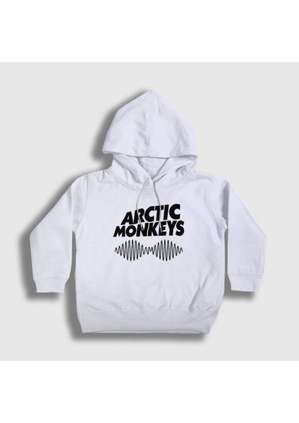 Unisex Çocuk Beyaz Cover Arctic Monkeys Kapüşonlu Sweatshirt