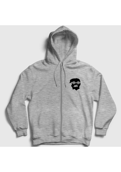 Unisex Gri Head Arctic Monkeys Fermuarlı Kapüşonlu Sweatshirt