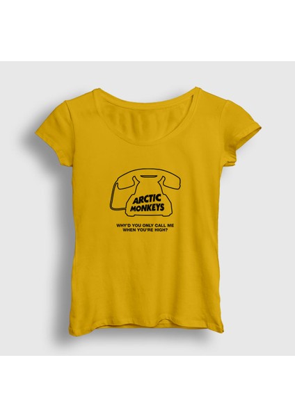 Kadın Sarı High Arctic Monkeys T-Shirt