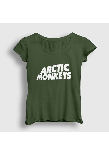 Kadın Haki Logo Arctic Monkeys T-Shirt