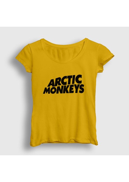 Kadın Sarı Logo Arctic Monkeys T-Shirt
