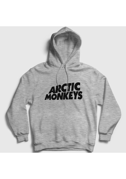 Unisex Gri Logo Arctic Monkeys Kapüşonlu Sweatshirt