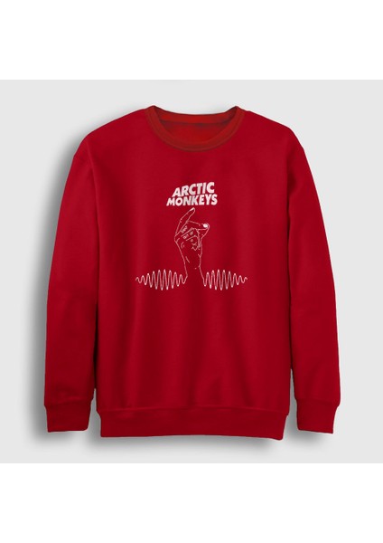 Unisex Kırmızı Snap Arctic Monkeys Sweatshirt