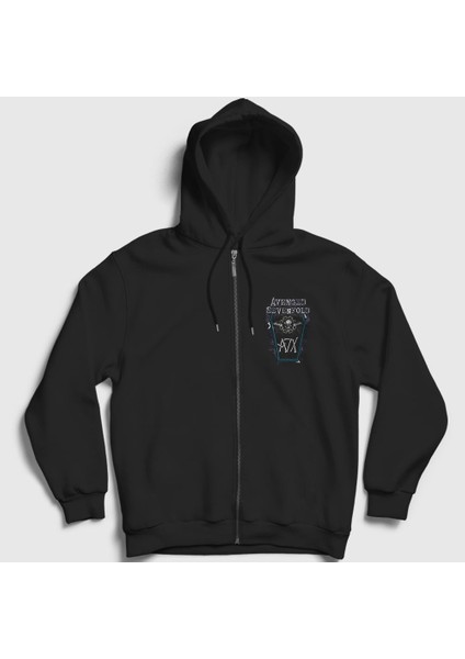 Unisex Siyah Coffin Avenged Sevenfold Fermuarlı Kapüşonlu Sweatshirt