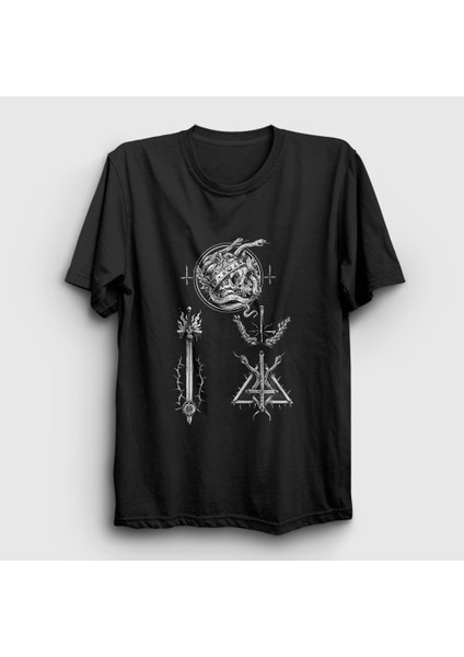 Unisex Siyah Snakes Behemoth T-Shirt